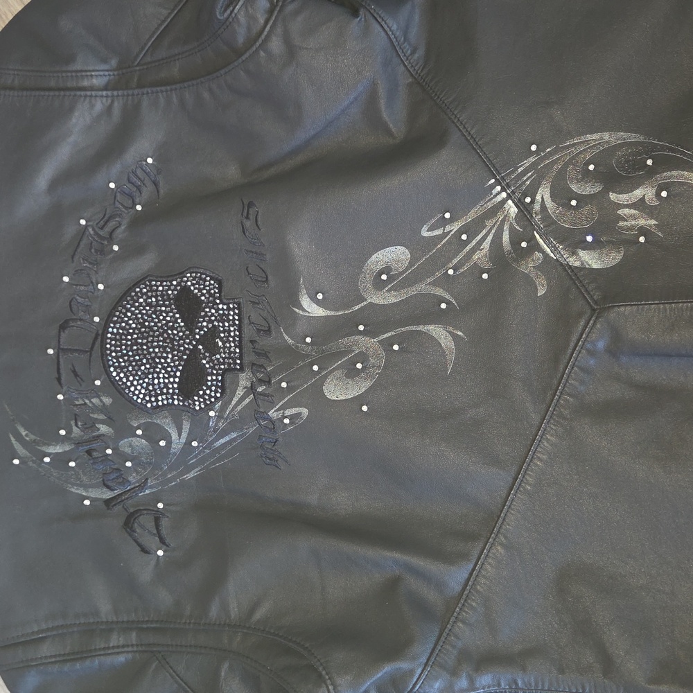 Women's Harley- Davidson Wicked Willie G Skull Genuine Leather Size S. Swarvoski - Picture 16 of 16